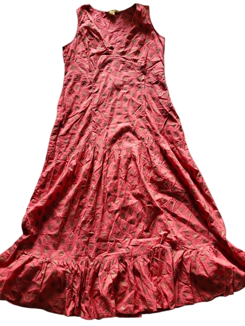 April Cornell Women's Size S Midi Dress Color Coral Boho Vacation Flowy